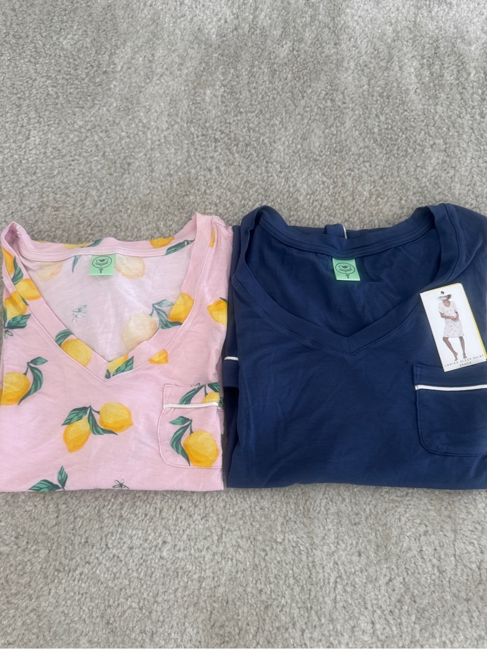 Honeydew Ladies' Soft Jersey Sleep Shirt, 2-Pack (Navy/Starbird Lemons), S - NWT